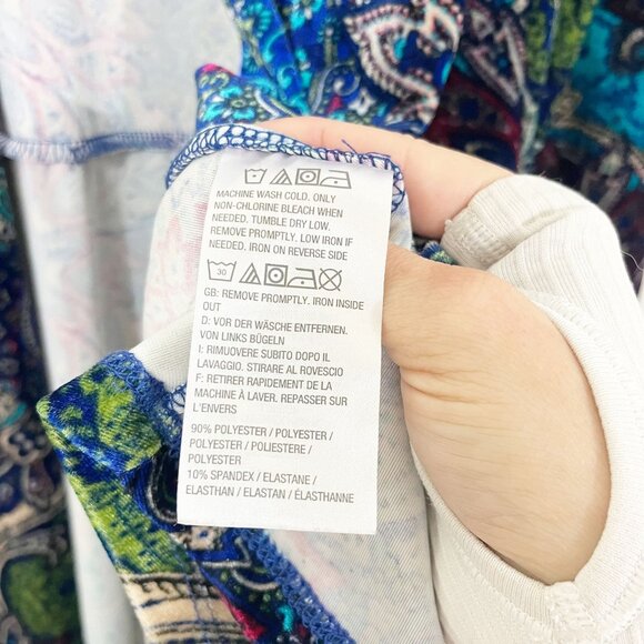 Susan Graver Multicolor Paisley Print Velvet Open Front Cardigan - Size XL - Picture 4 of 5